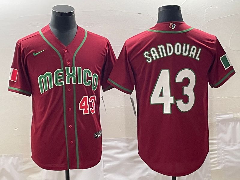 Men 2023 World Cub Mexico 43 Sandoual Red Nike MLB Jersey
